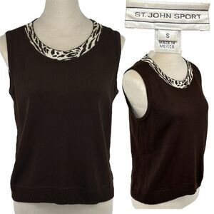 Vtg St John Sport Wool Blend Pull Over Knitted Sweater Vest Small Womens Stretch